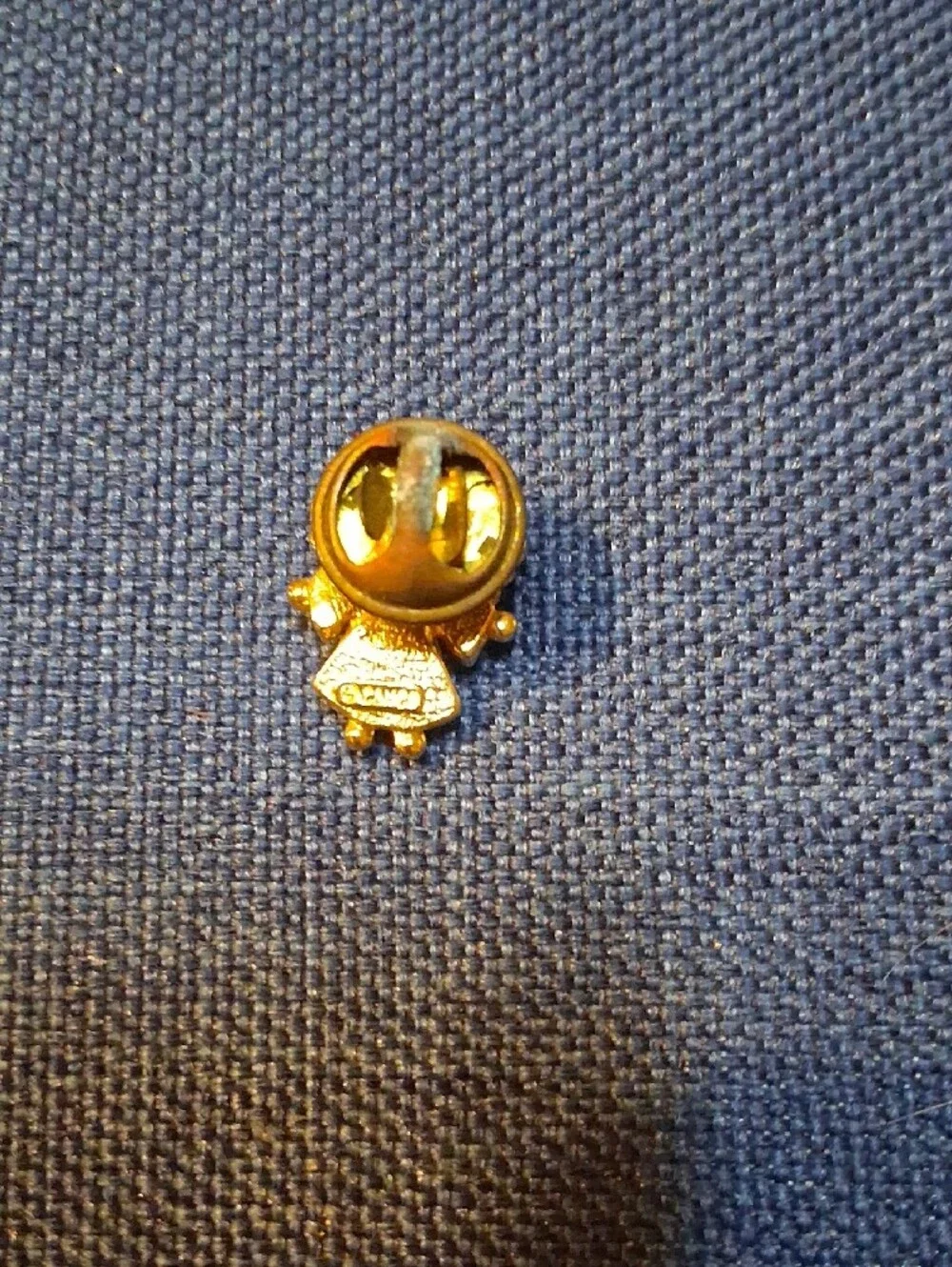 Vintage Gold Angel Brooch with Clear and Pale Blue Stones